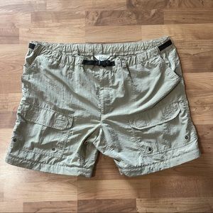 REI Cargo Shorts Belted Nylon Lightweight UPF 50+ Beige Mens Size XL